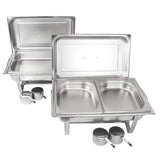 8 Qt. Stainless Steel Chafing Dish x 2-Chafer with 2-Full Size Pan and 2-Half Pans