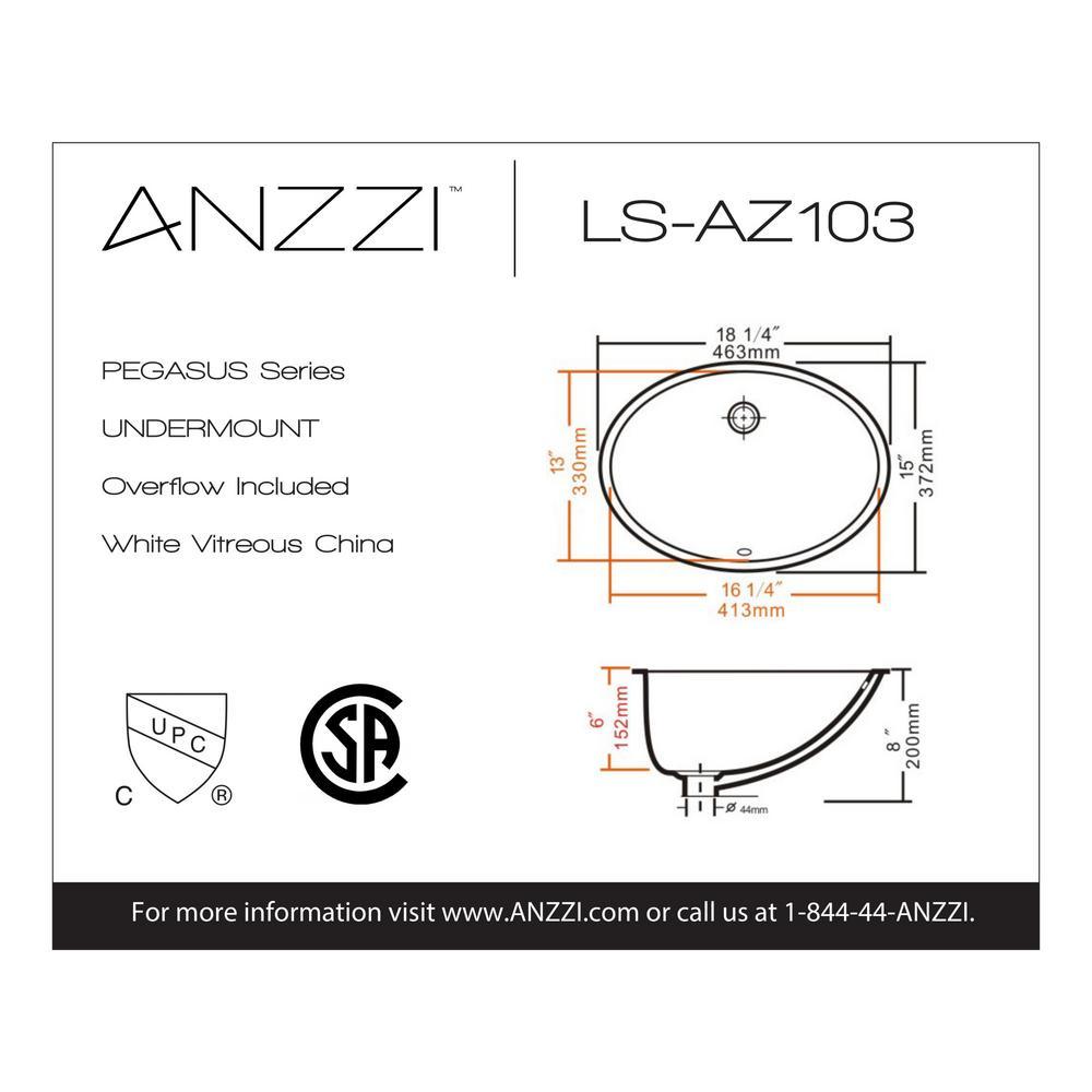 Pegasus Series 8 in. Ceramic Undermount Sink Basin in White - Super Arbor