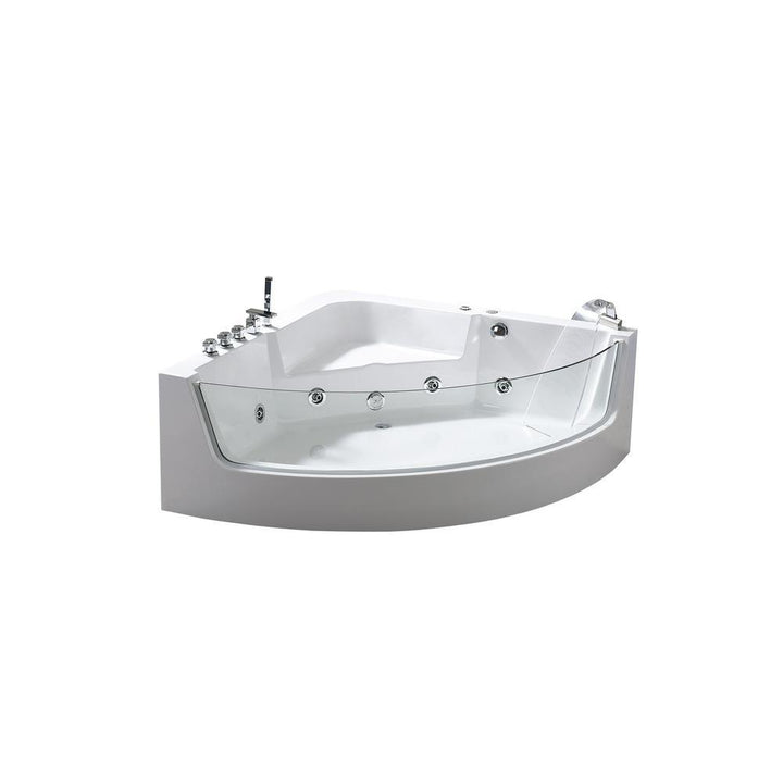 White Shark 59 in. Acrylic Center Drain Corner Alcove Whirlpool Bathtub in White - Super Arbor