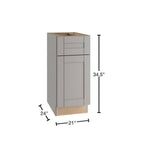 Home Decorators Collection Washington Veiled Gray Plywood Shaker Assembled Base 1 Drawer Kitchen Cabinet Soft Close 21 in W x 24 in D x 34.5 in H