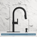 Rune Single-Handle Pull-Down Sprayer Kitchen Faucet in Matte Black - Super Arbor
