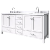 Cambridge 73 in. W x 22 in. D x 35 in. H Bath Vanity in White with Quartz Vanity Top in White with White Basin - Super Arbor