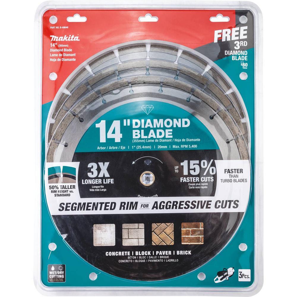 14 in. Segmented Rim Diamond Blade for General Purpose (3-Pack) - Super Arbor