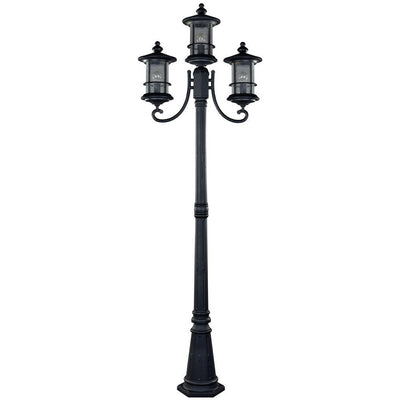 Ryder 3-Light Black Outdoor Post Light with Seeded Glass - Super Arbor