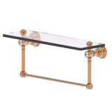 Carolina Crystal Collection 16 in. Glass Shelf with Integrated Towel Bar in Polished Brass - Super Arbor