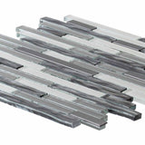 Jeffrey Court Waves of Grey 11.50 in. x 11.875 in. x 9 mm Interlocking Glossy Glass/Metal Mosaic Tile