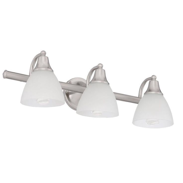 Estorial 3-Light Brushed Nickel Vanity Light with Frosted Glass Shades and Bath Set (4-Piece)