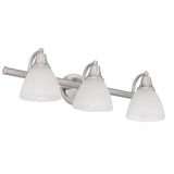 Estorial 3-Light Brushed Nickel Vanity Light with Frosted Glass Shades and Bath Set (4-Piece)