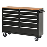 52 in. 10-Drawer Center Roller Cabinet Tool Chest in Black - Super Arbor