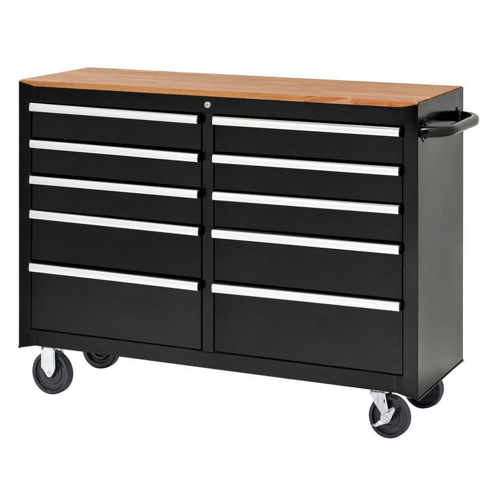 52 in. 10-Drawer Center Roller Cabinet Tool Chest in Black - Super Arbor