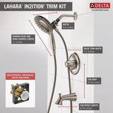 Lahara In2ition 2-in-1 Single-Handle 5-Spray Tub and Shower Faucet in Brushed Nickel