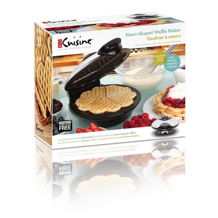 Heart-Shaped 5-Waffle Black American Waffle Maker