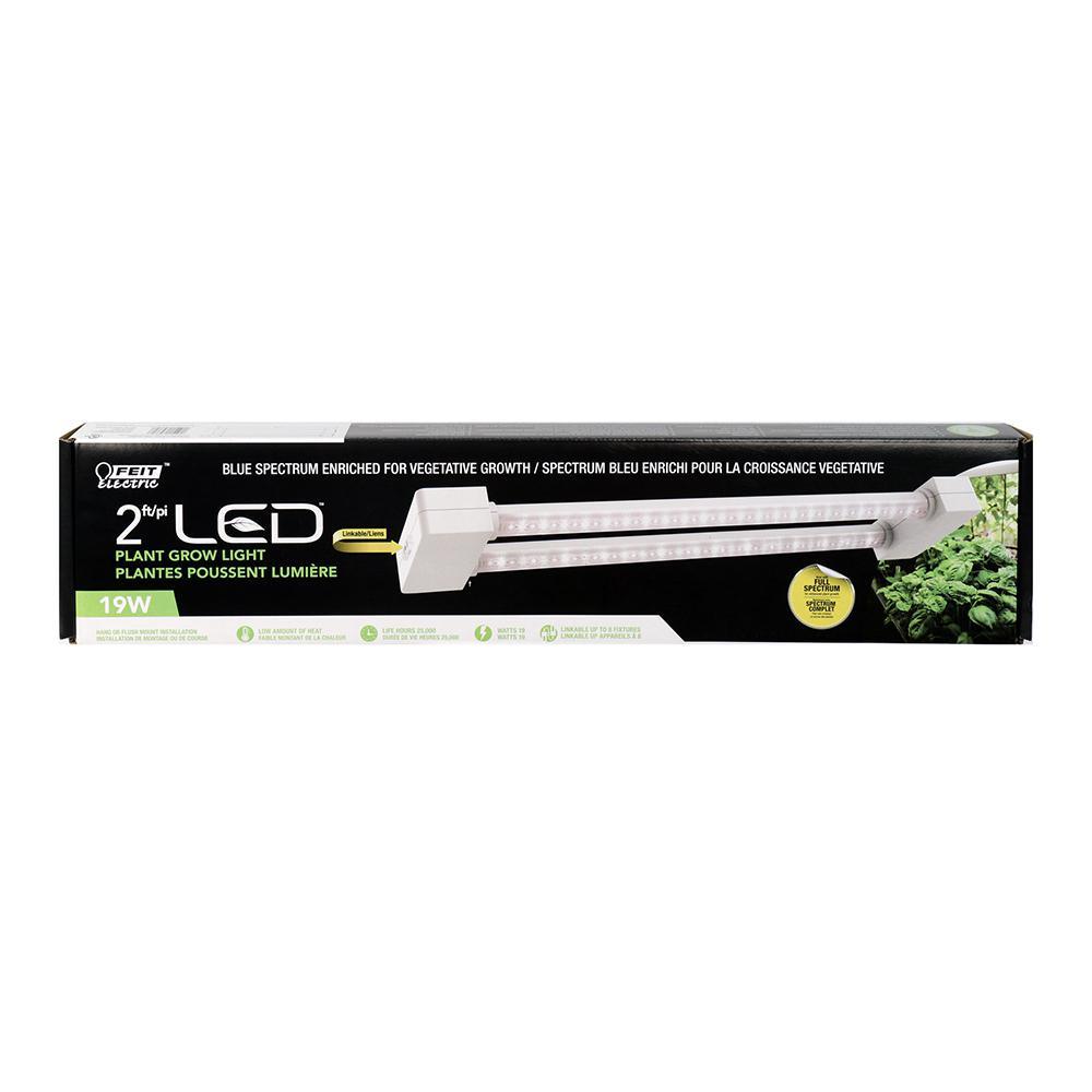 2 ft. 2-Light 19-Watt Blue Spectrum LED Non-Dimmable Indoor Linkable Plant Grow White Light Fixture, Daylight - Super Arbor