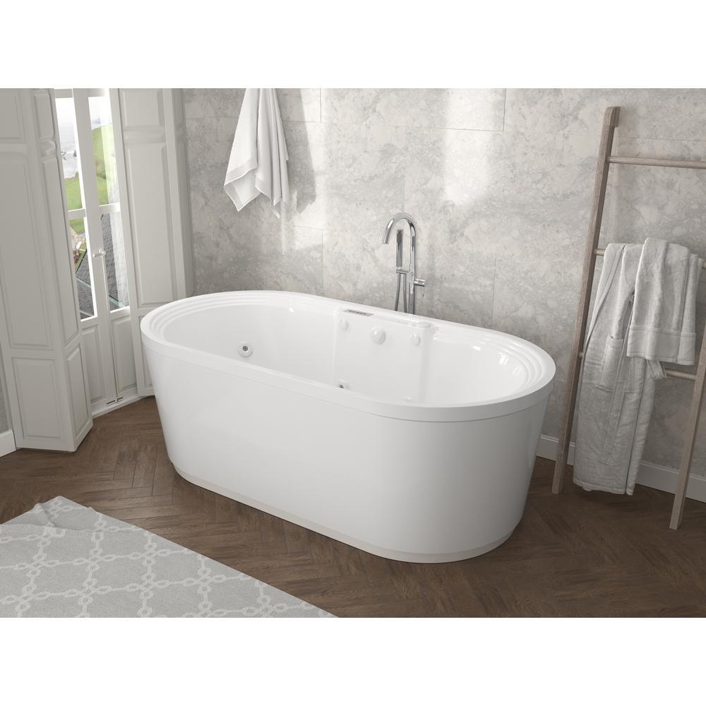 Pearl 5.6 ft. Center Drain Whirlpool and Air Bath Tub in White - Super Arbor