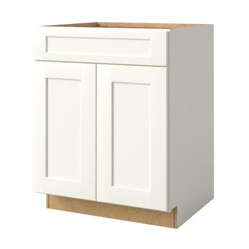allen + roth Aveley 27-in W x 34.5-in H x 24-in D Linen Maple Door and Drawer Base Semi-Custom Cabinet