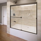 Classic 56 in. x 56 in. Semi-Framed Sliding Tub Door in Oil Rubbed Bronze - Super Arbor