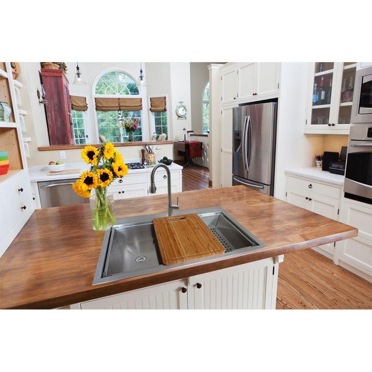 Dual Mount Stainless Steel 33 in. 4-Hole Single Bowl Kitchen Sink in Satin