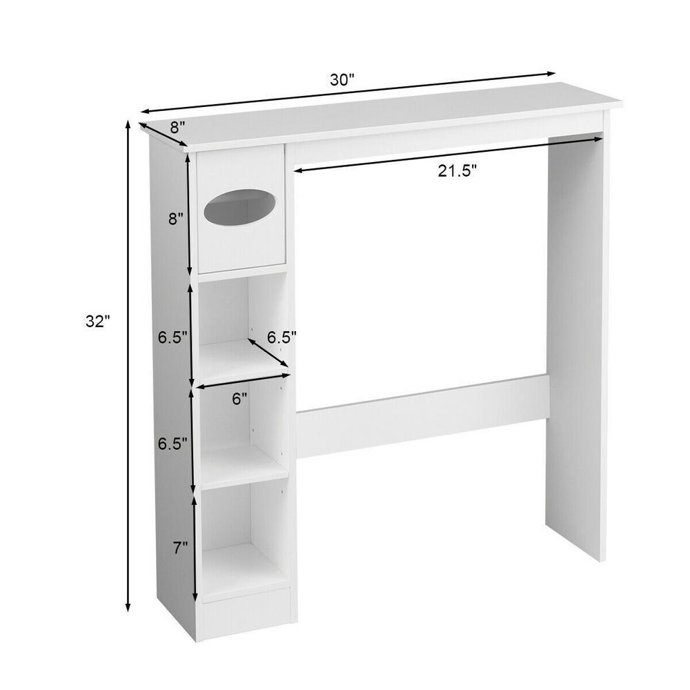8 in. W Wooden Toilet Storage Cabinet Bathroom Shelves with Paper Drawer in White - Super Arbor