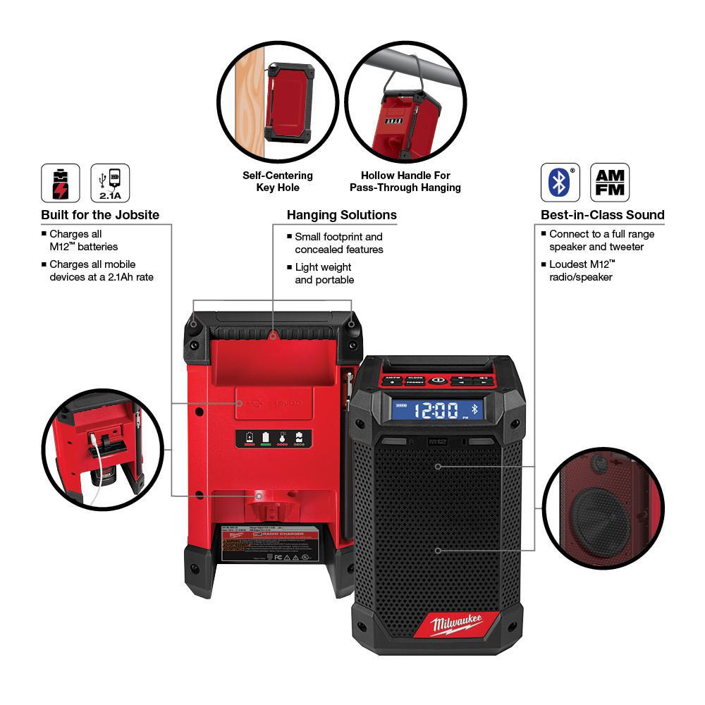 M12 12-Volt Lithium-Ion Cordless Jig Saw and Jobsite Radio with two 3.0 Ah Batteries - Super Arbor
