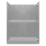 Del Mar Grand Hinged 36 in. x 54 in. x 80 in. Center Drain Alcove Shower Kit in Natural Buff and Satin Nickel Hardware - Super Arbor