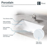 Rene Undermount Porcelain Bathroom Sink in White with Pop-Up Drain in Antique Bronze