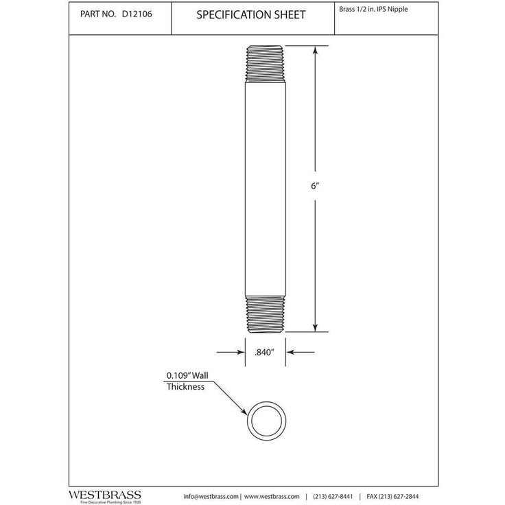 1/2 in. x 1/2 ft. IPS Lead-Free Brass Pipe Nipple in Polished Chrome