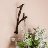 Cast Iron Rustic Decorative Bird on Tree Branch Hook Wall Mount - Super Arbor