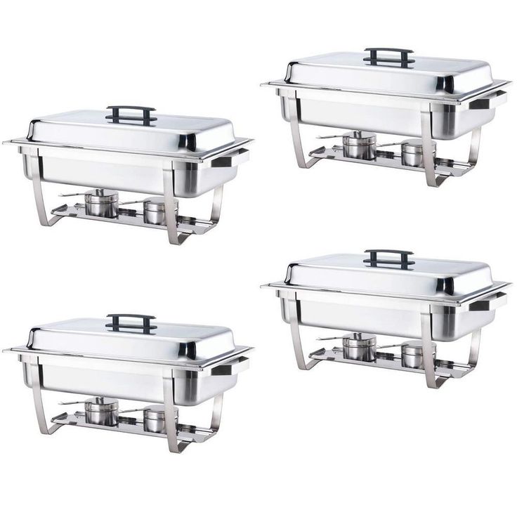 8 Qt. Foldable Frame Stainless Steel Chafing Dish Buffet Chafer Complete (Set of 4)