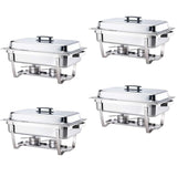 8 Qt. Foldable Frame Stainless Steel Chafing Dish Buffet Chafer Complete (Set of 4)