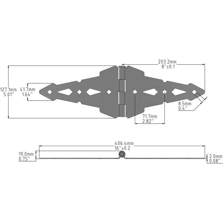 Everbilt 8 in. x 5-1/2 in. Black Decorative Strap Hinge (2-Pack)