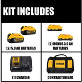 20-Volt MAX XR Starter Kit w/ Battery Pack 5.0 Ah (2-Pack), Charger & Kit Bag w/ Bonus Battery 3.0 Ah (2-Pack) - Super Arbor