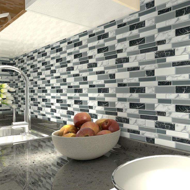 Art3d Gray Marble 12 in. x 12 in. Peel and Stick Wall Tile Backsplash (6-Pack)