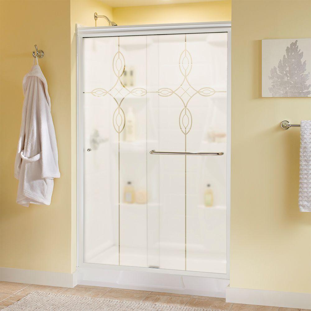 Simplicity 48 in. x 70 in. Semi-Frameless Traditional Sliding Shower Door in Bronze with Clear Glass - Super Arbor
