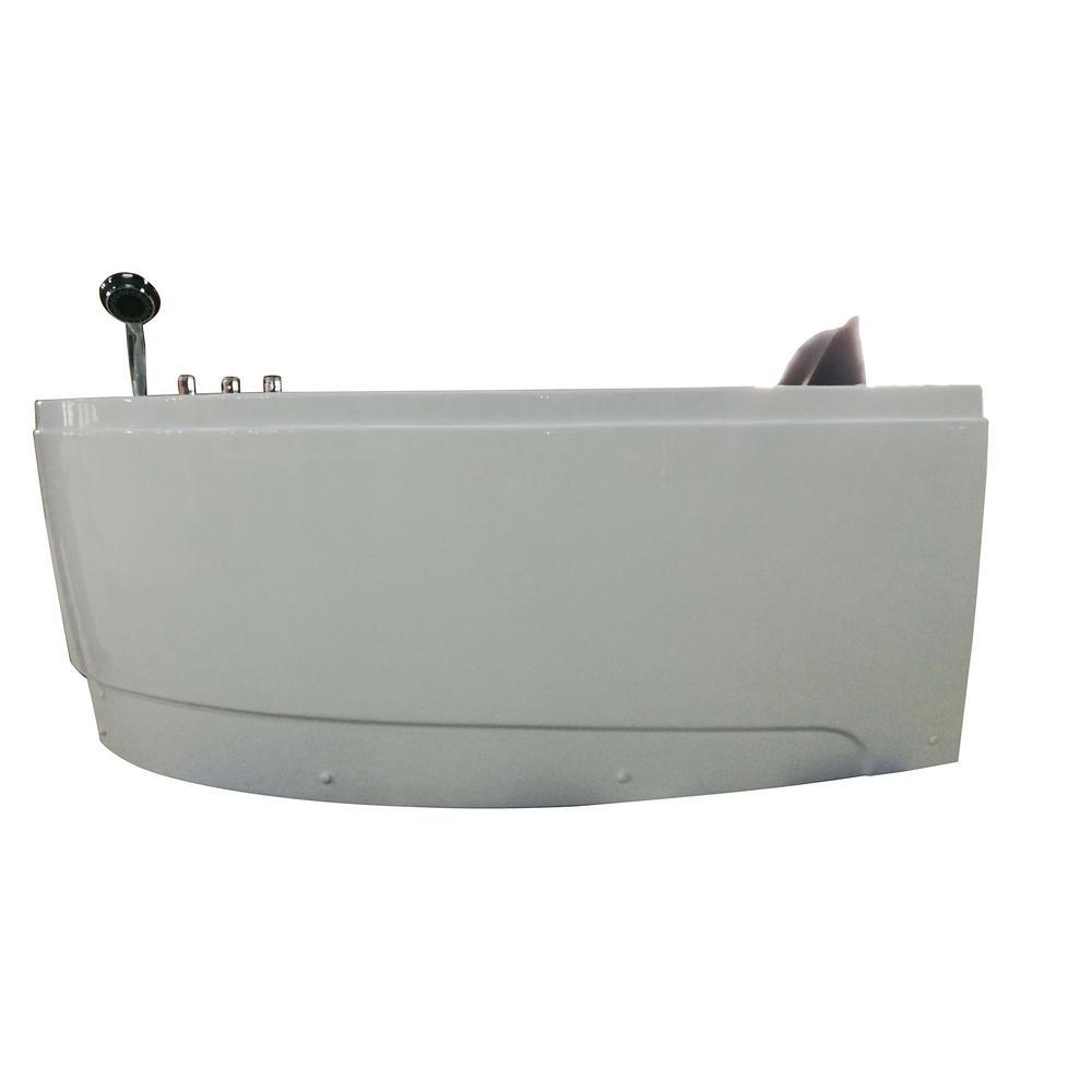 59 in. Acrylic Left Drain Corner Apron Front Whirlpool Bathtub in White - Super Arbor