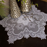 Snowflake 47 in. W x 47 in. L White Floral Polyester Round Table Topper