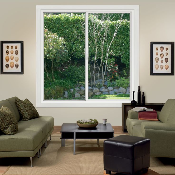 JELD-WEN FiniShield V-4500 59-1/2-in x 59-1/2-in x 3-in Jamb Left-operable Vinyl Black Sliding Window Full Screen Included