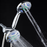 Antimicrobial 48-Spray 4.3 in. High Pressure 3-Way Dual Shower Head and Handheld Shower Head Combo in Chrome - Super Arbor