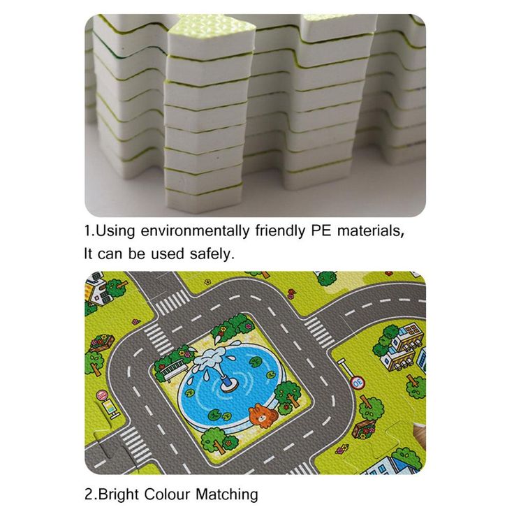 Traffic Play Mat Puzzle Foam Interlocking Tiles Kids Road Traffic Play Rug Children Educational Playmat Rug Baby Play Set Mat