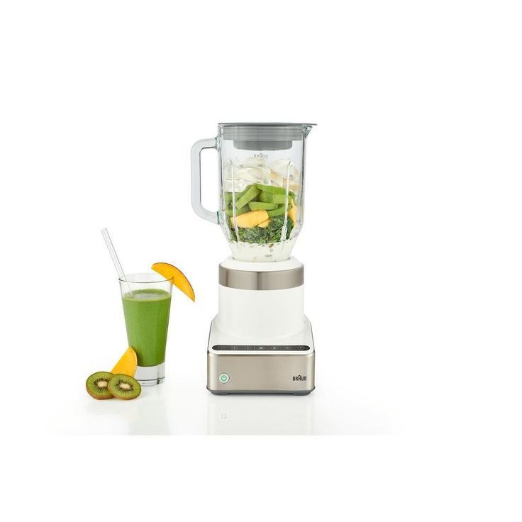 PureMix 56 oz. 3-Speed White and Stainless Steel Countertop Blender with Thermal Resistant Glass Jug