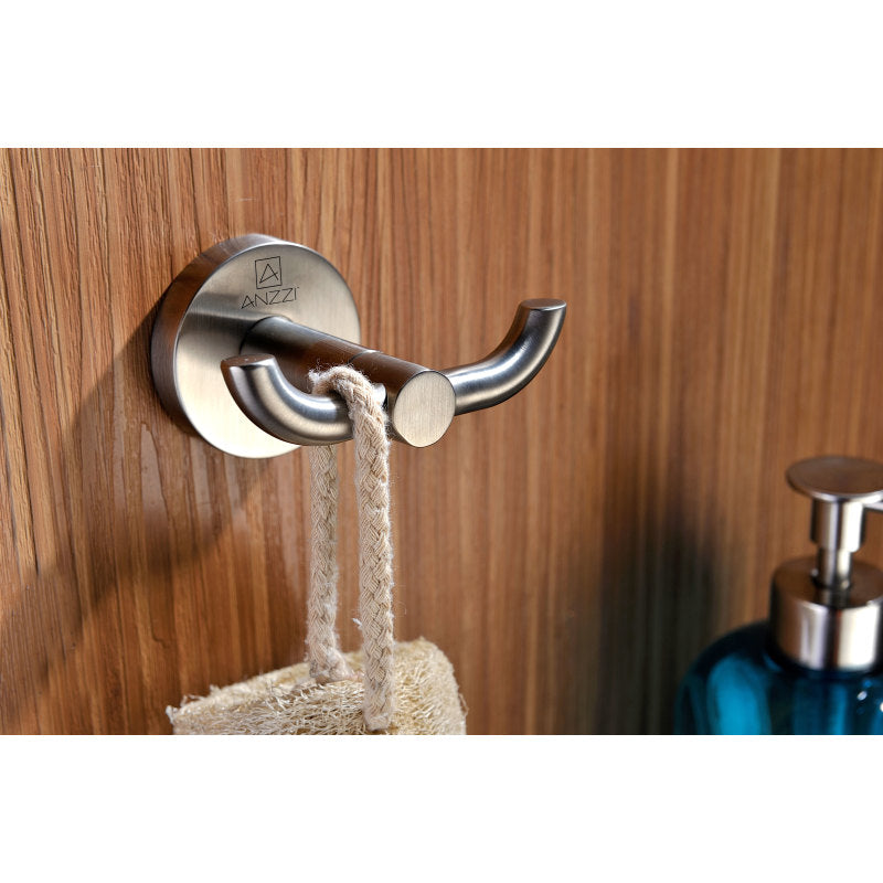 ANZZI Caster Series Double Robe Hook in Polished Chrome