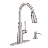 Moen Surie Spot Resist Stainless 1-Handle Deck Mount Pull-Down Handle/Lever Commercial/Residential Kitchen Faucet (Deck Plate Included)