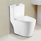 White Round Toilet Bathroom Compact One Piece White 1 Piece 0.8/1.28 GPF White Double Flush Toilet - Super Arbor