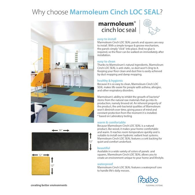 Forbo Flooring Systems Marmoleum Cinch Loc Seal Seashell 10-mm T x 12-in W x 36-in L Waterproof Tile Look Laminate Flooring (20.34-sq ft / Carton)