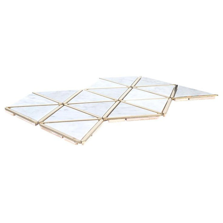 Jeff Lewis Larchmont Metallic 8.5 in. x 14.5 in. x 8 mm Geometric Marble with Metal Mosaic Tile