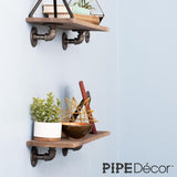 1/2 in. Black Pipe 3.75 in D x 2.5 in. H Wall Mounted Double Flange Shelf Bracket Kit (4-Pack)