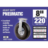 8 in. Pneumatic Rigid Caster with 220 lb. Load Rating