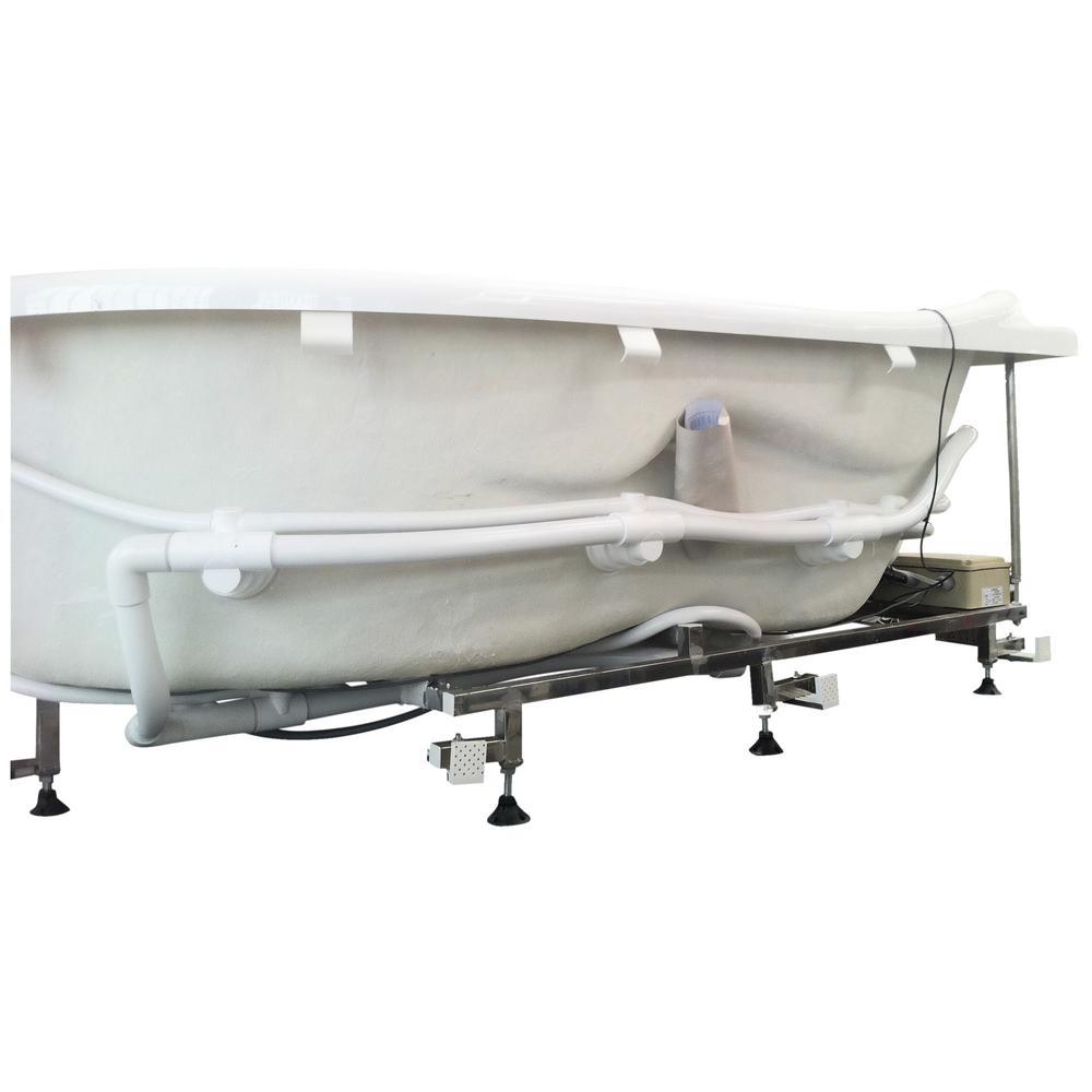 71 in. Acrylic Left Drain Corner Apron Front Whirlpool Bathtub in White - Super Arbor