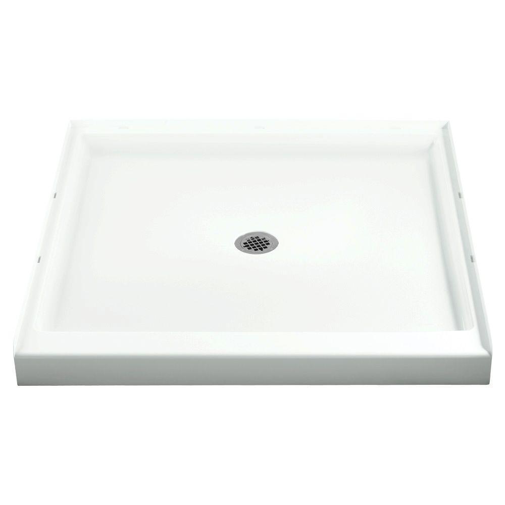 Ensemble 36 in. x 36 in. Single Threshold Shower Base with Center Drain in White - Super Arbor