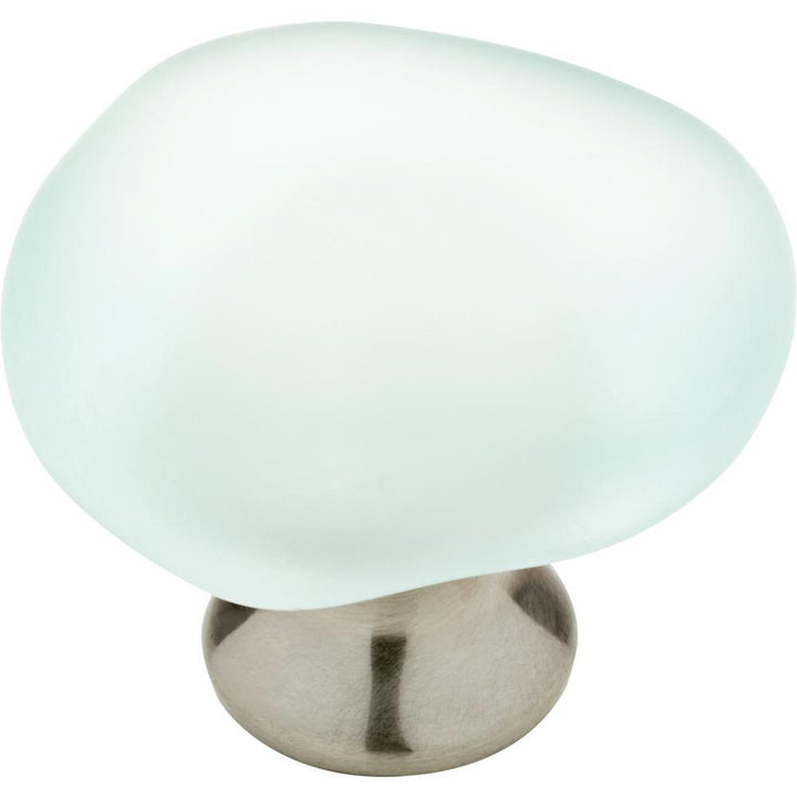 1-1/2 in. (38mm) Satin Nickel and Natural Aqua Sea Glass Cabinet Knob - Super Arbor