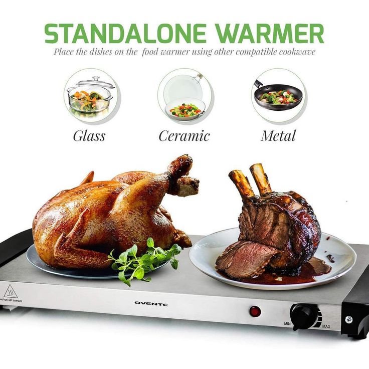 1.5 Qt. Silver Stainless Steel Electric Buffet Server Tray Warming Pans with Adjustable Temperature Control